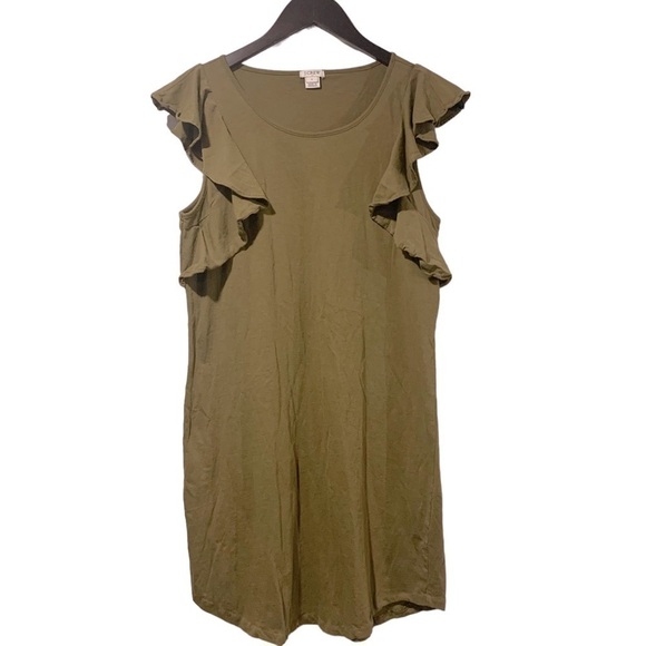 J Crew Factory Ruffled Shoulder T-Shirt Dress - Picture 4 of 9
